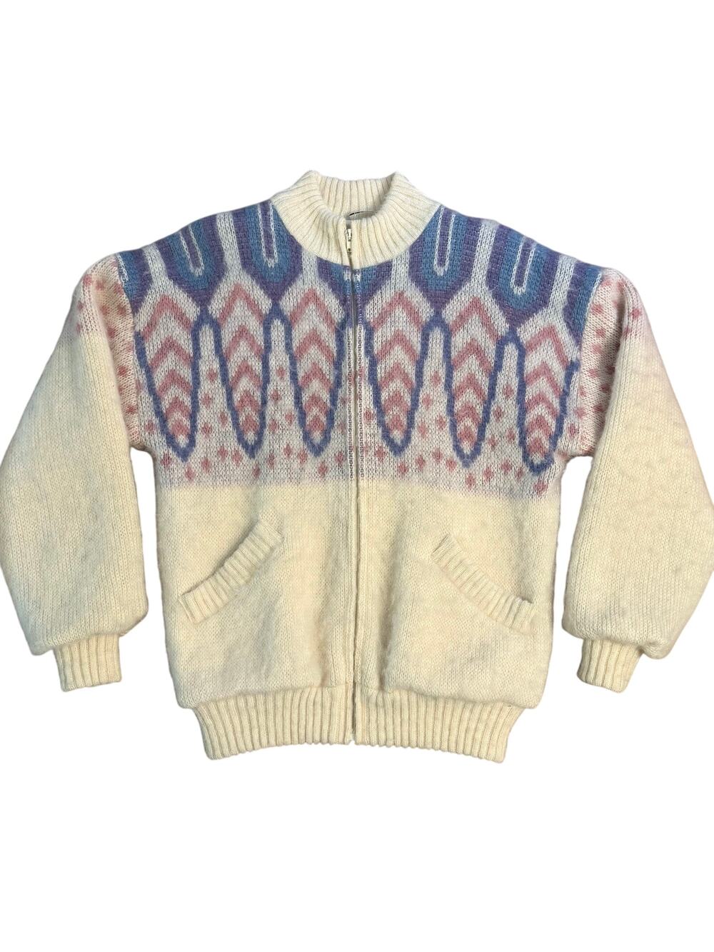VTG Iceware Bomber Sweater 100% Pure New Wool Iceland Nordic Zip Unisex Small